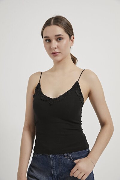 Arma Life Armalife 25601 Lace Detail Thin Strap Women's Tank with Breast Support