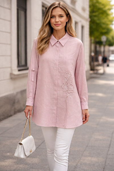 Kayra Κεντημένο λινό τουνίκ με λουλουδάτο κέντημα