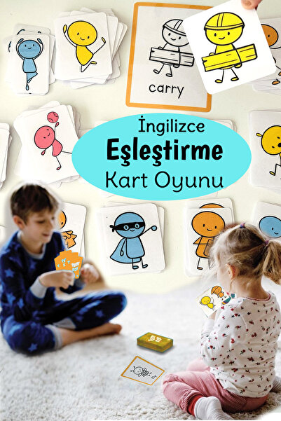 Ella's Style English Türkçe İngilizce Eşleştirme Kart Oyunu. Fiiller Verbs 20...