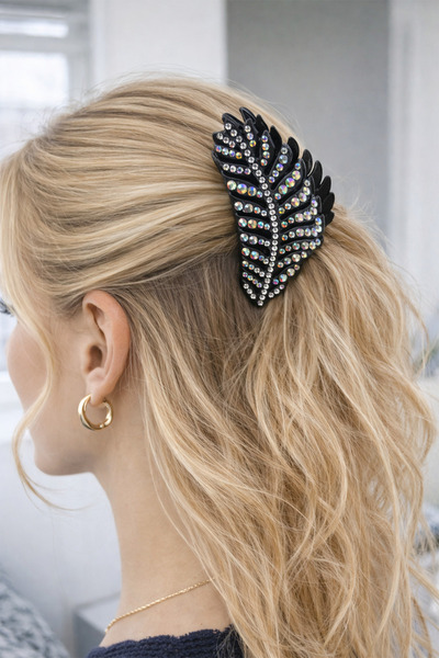 Modex Double-Sided Glittering Stone Detail Leaf Pattern Buckle (9cm)