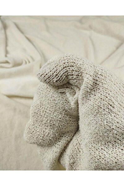 Kumaş Parça Πλεκτό ύφασμα σε χρώμα εκρού κρεμ 160x210εκ.