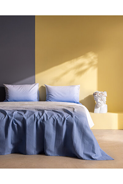 Madame Coco Σετ Πικέ με στάμπα Brice Tek Kişilik από 100% βαμβάκι - Μπλε