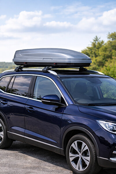 Mega Oto Market 500 LT Araç Üstü Port Bagaj Silver Gri Kilitli Oto Tavan Bagajı