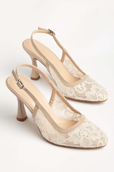 Dilimler Ayakkabı Μεγάλο μέγεθος γυναικείο βραδινό φόρεμα με τακούνι, μπεζ το...