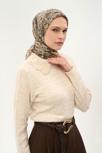 Silk Home Eșarfă Tencel Monare cu model Saray Bahar, galben unt, 90X90