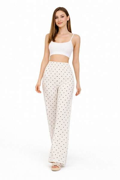 FARBE ER FASHION COOL λευκό μαύρο πουά παντελόνι