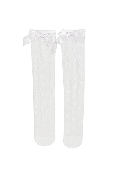 MiniKids Μακριές κάλτσες 20 DEN λευκές με φιόγκο