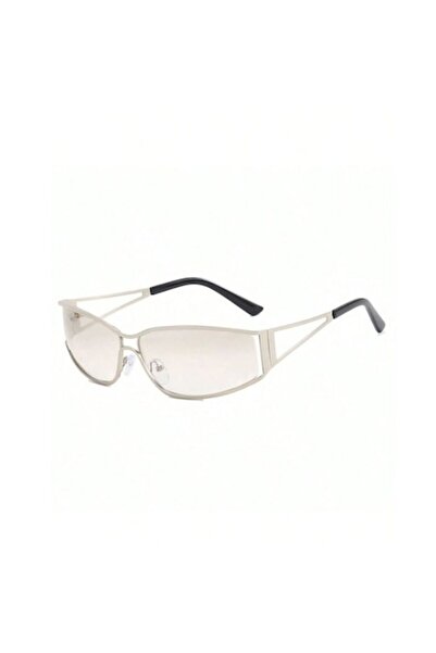 The Casius. Γυναικεία γυαλιά ηλίου Y2K, μεταλλικός ασημί σκελετός, φακοί καθρ...