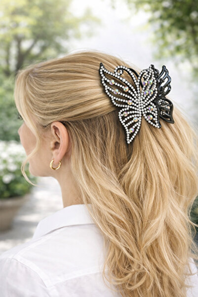 Modex Double-Sided Glittering Stone Detailed Butterfly Buckle (10cm)