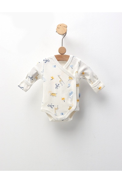 MiniKids Κορμάκι ML, Ζώα της Σαβάνας, λευκό-κίτρινο