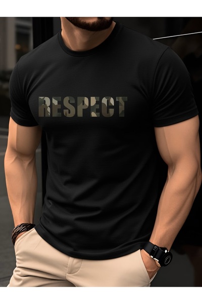 tricoultau.ro Tricou barbati RESPECT Ink, Classic Regular Fit, Bumbac 100%, V...
