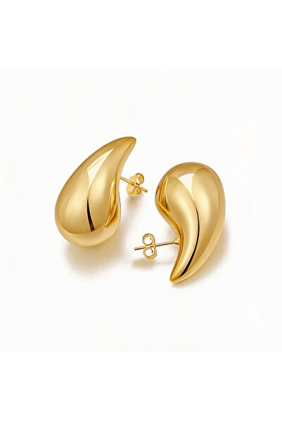 Belora Μεγάλα σκουλαρίκια σε σχήμα δάκρυ, επιχρυσωμένα