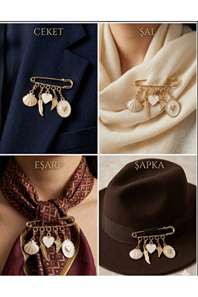 AYFAACCESSORIES 5'li Şans Sembollü Çengelli İğne Broş