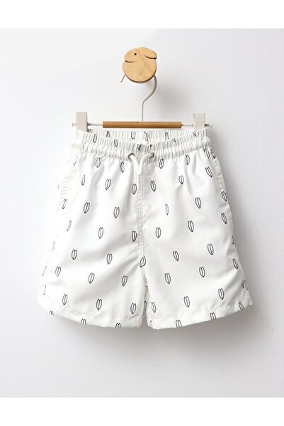 MiniKids Εκρού-μαύρη ποδιά μπάνιου με σχέδια