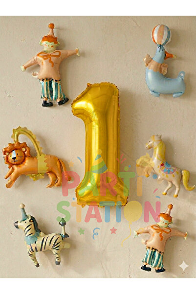 Parti Station Sirk Konsept Doğum Günü 1 Yaş Balon Set Mini Boy Sirk temalı do...