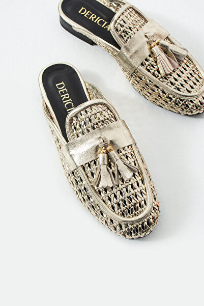 dericia shoes Fable Hakiki Deri Dore Günlük Rahat Kadın Terlik