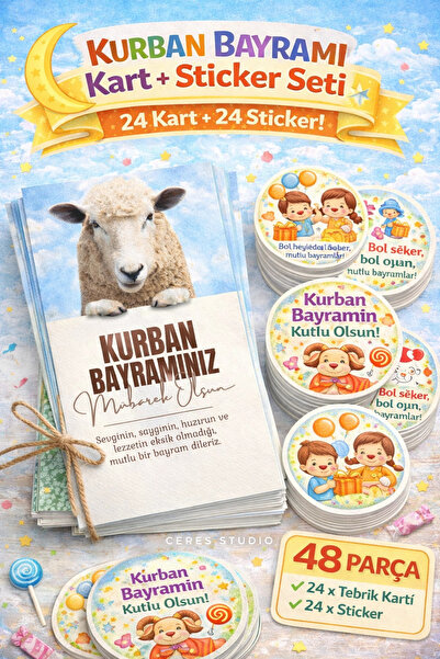 Ceres Studio Kurban Bayramı Kart + Sticker Seti 4 (48 Parça)