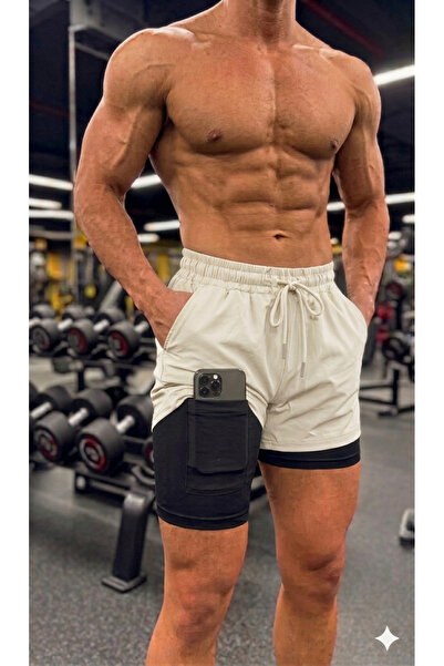 KAPHONE Men's 4-Pocket Towel Holder Sports Shorts with Leggings