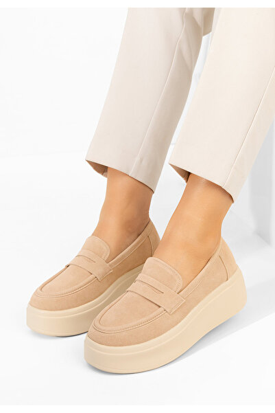B T Shoes Mocasini cu platforma Herminia bej