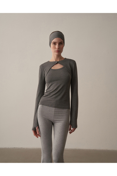 Kuğu Collection Uzun Kollu Bolero Antrasit Melanj