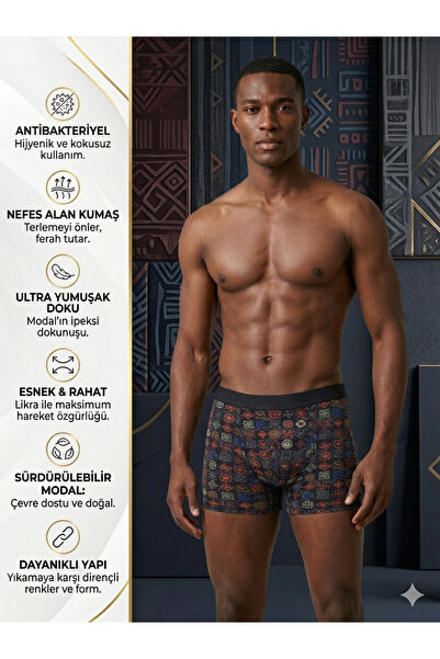 Lavint Homewear Ανδρικά μποξεράκια με σχέδιο σύμβολων, από Modal Lycra, ελαστ...