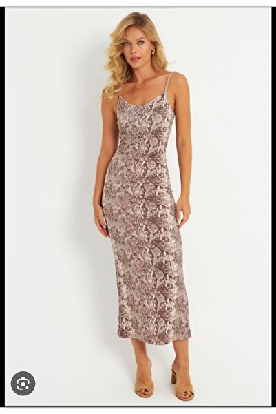 MUİNSA Leopard Print Long Dress with Ip Straps