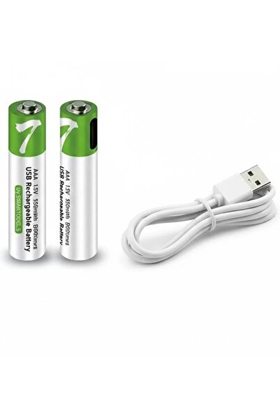 instatech AAA USB Şarjlı İnce Pil 2’li Set 1.5V 800 mAh Type-C Girişli Hızlı ...