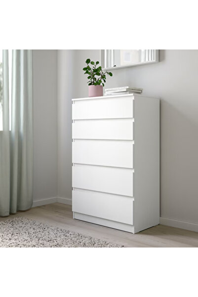 Al Saadah Home خزانة بخمسة أدراج، بيضاء، 70 × 112 سم