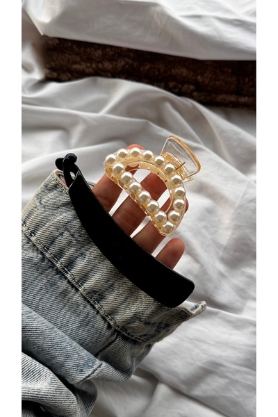 YOYYO Γυναικεία αξεσουάρ μαλλιών 2 τεμαχίων με πόρπη και πέρλες, μοντέλο μπαν...