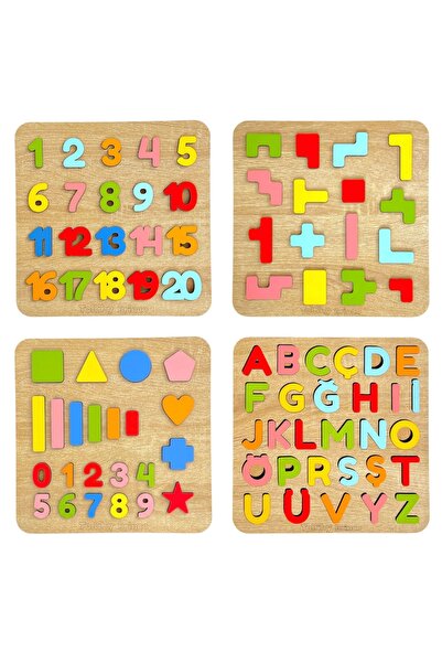 tollihy brinco Ahşap Montessori 4'lü Set Okul Öncesi Eğitici ve Öğretici Topl...