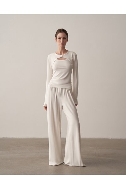 Kuğu Collection Uzun Kollu Bolero Ekru