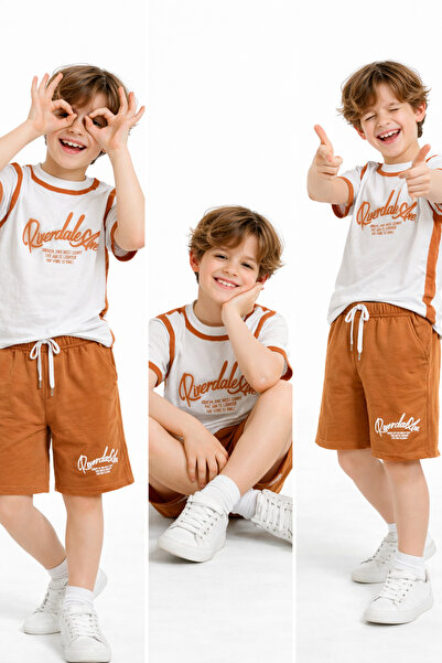 mini kanka Σετ καλοκαιρινών σορτς για αγόρια με εμπριμέ μπλουζάκι Άνετο σετ μ...