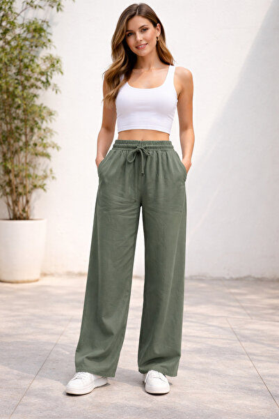 AYHAN Ελαστικό ελαστικόκορμο στη μέση, φαρδύ παντελόνι από Λυοσέλ