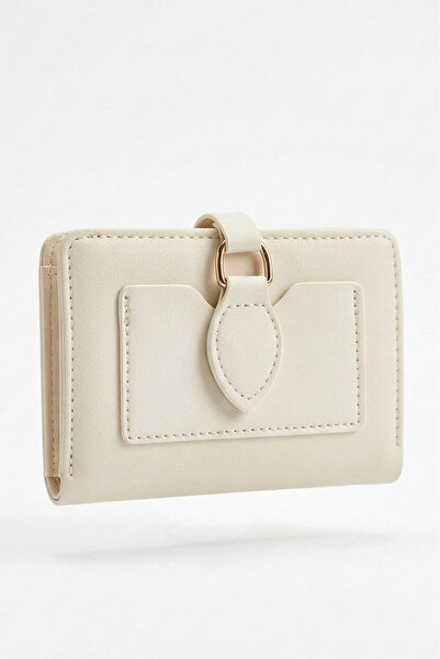 TOFİSA Women's Cream Mini Wallet with Front Pocket - 28316-Cream