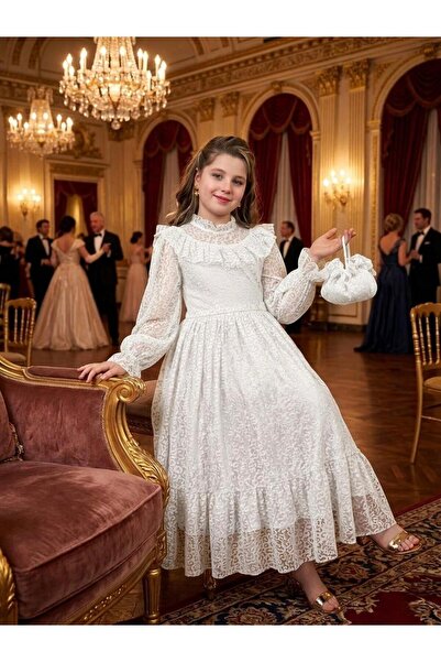 BİLGEN Style Κοριτσίστικο βραδινό φόρεμα με λεοπάρ σχέδιο, μακρύ μήκος, με τσ...