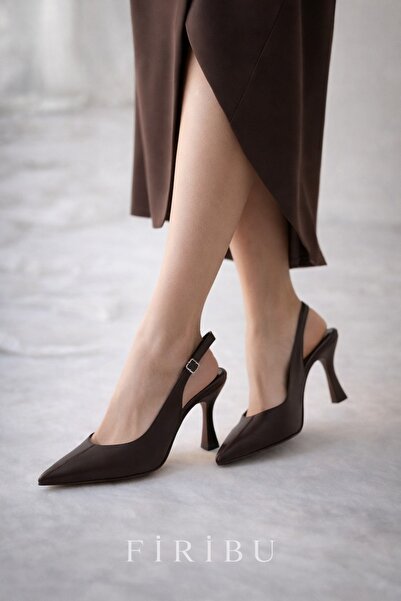 Firibu Slingback Stiletto Topuklu Ayakkabı Sivri Burun Şık Ofis Abiye