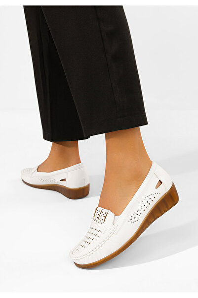 B T Shoes Mocasini dama Genovia albi