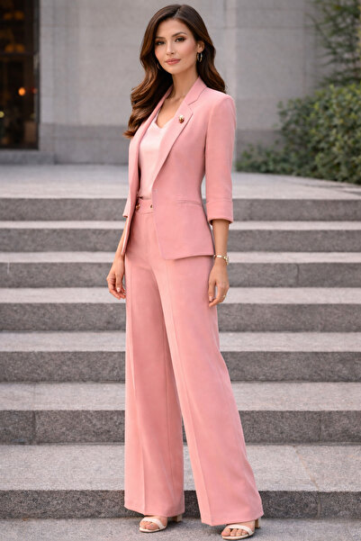 AYHAN Φαρδύ παντελόνι με λεπτομέρεια στον αυτί, με τρία τέταρτα μανίκια, κρεπ...