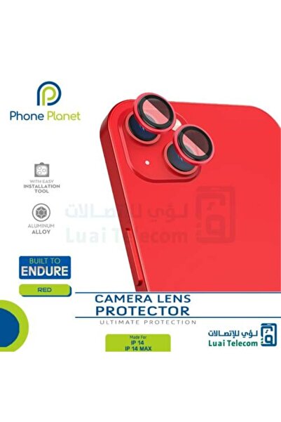 PHONE PLANET عدسات حماية الكاميرا لهاتف آيفون 14 / 14 بلس باللون الأحمر