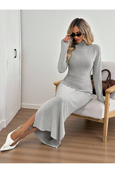 Iuliashop Toste Grey Long Skirt Set - M