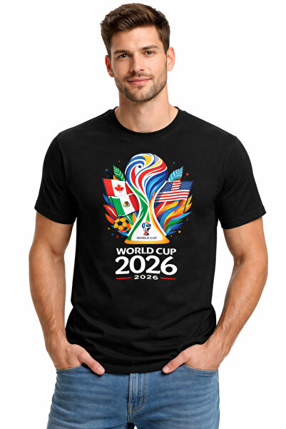Efendioğlu Design Kısa kollu Kupa görselli 2026 Dünya kupası Logolu Amerika-m...