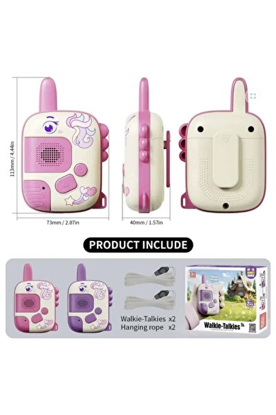 OEM Set walkie talkie copii unicorn – 2 statii comunicare, lanterna si 8 canale