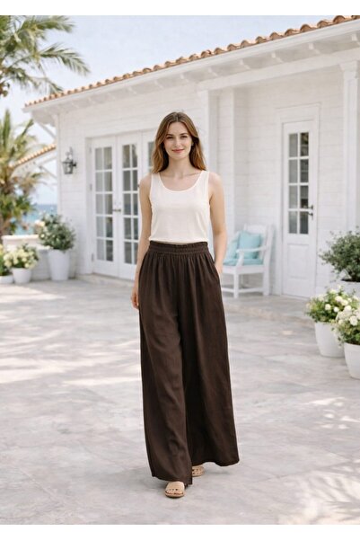 Butik Şans Women's Elastic Waist Pocket Lyocell Oversize Trousers