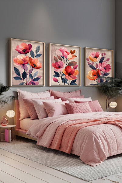 STARYUNA Σετ τριών πινάκων ζωγραφικής με ξύλινο πλαίσιο και έγχρωμη εικονογρά...