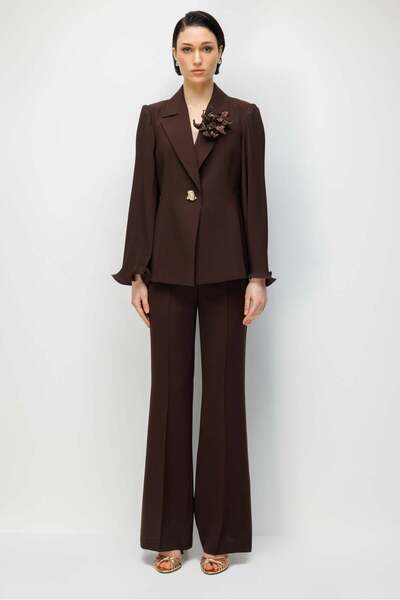 Moda İlgi Modailgi Παντελόνι Κρεπ Ισπανικού Στυλ - 75025 Καφέ