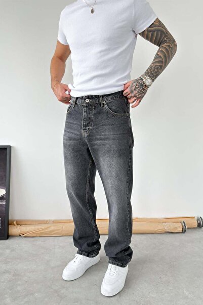 HAFKAGİYİM Pantaloni largi cu detaliu cusătură inversată, cu aspect afumat