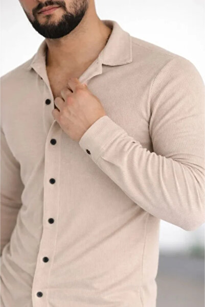 DRESSIFY WOMEN’S FASHION Ανδρικό πουκάμισο από ύφασμα βάφλας με μακριά μανίκι...