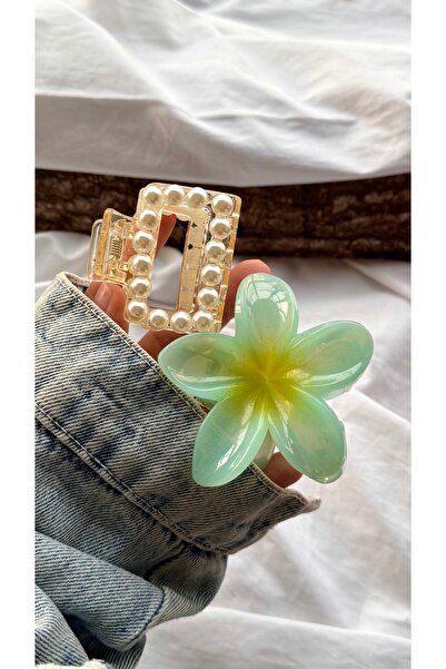 YOYYO Γυναικείο Σετ 2 τεμαχίων με αγκράφα Lotus - Περλέ Λεπτομερής Αγκράφα με...