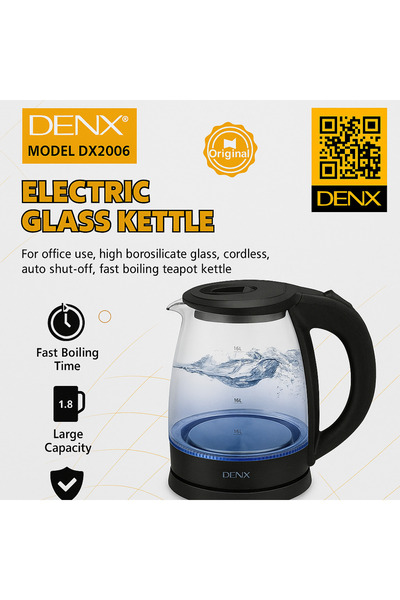 Denx Dx2006 1.8L-1500W Glass Electric Kettle Automatic Power-Off Multi-Function