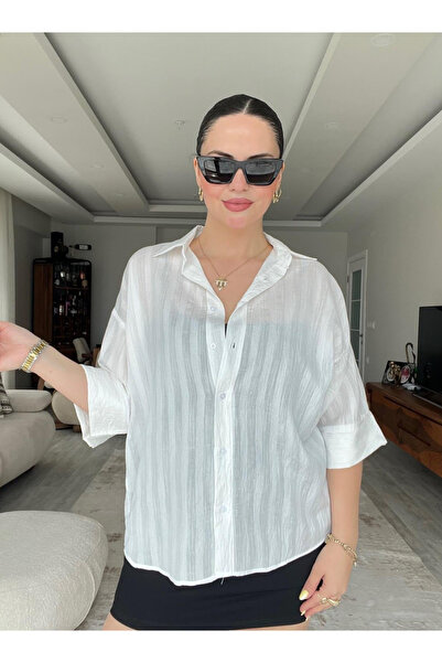 jöns since 1997 Women's Double Sleeve Self-Striped Wide Fit Shirt